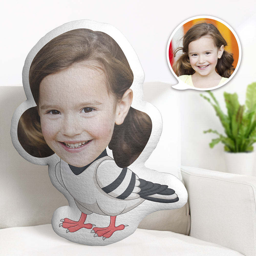 Custom Face Pillow Personalized Photo Pillow Carrier Pigeon MiniMe Pillow Gifts for Kids - Yourphotoblanket