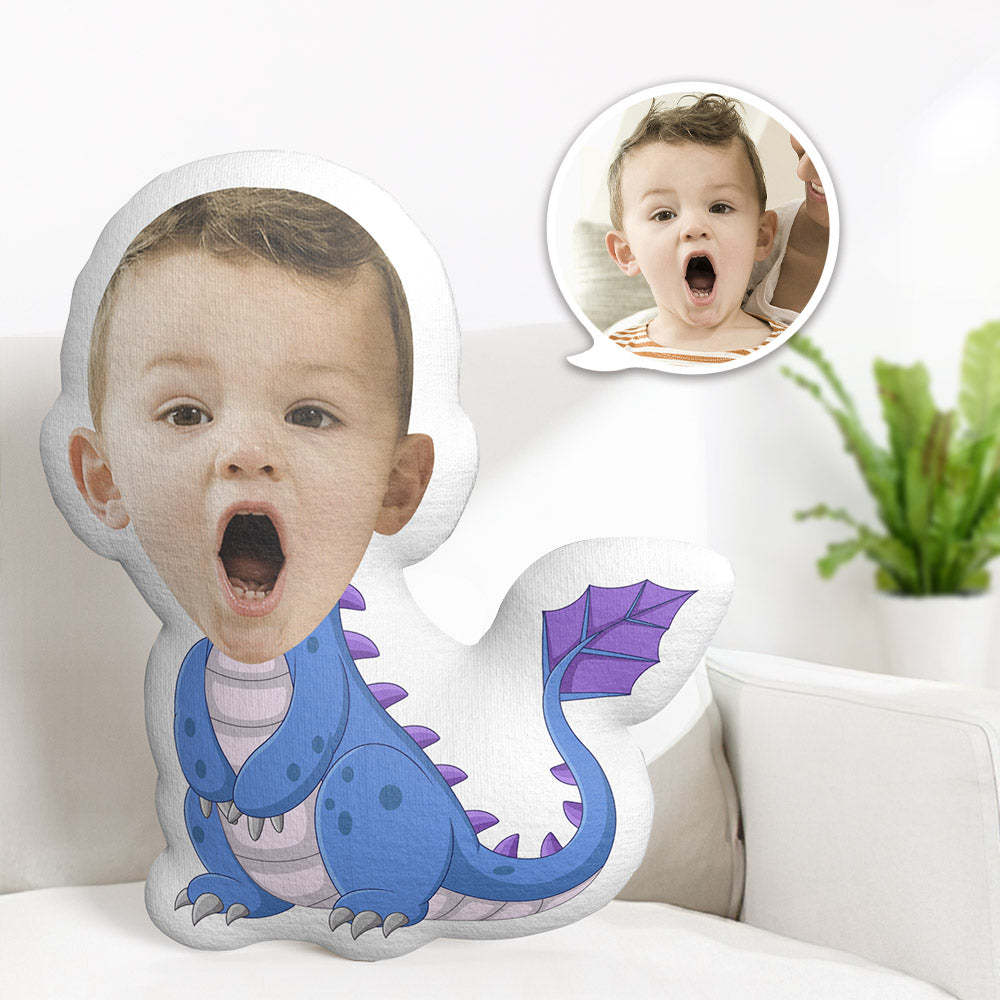 Custom Face Pillow Personalized Photo Pillow Shy Dinosaur MiniMe Pillow Gifts for Kids - Yourphotoblanket