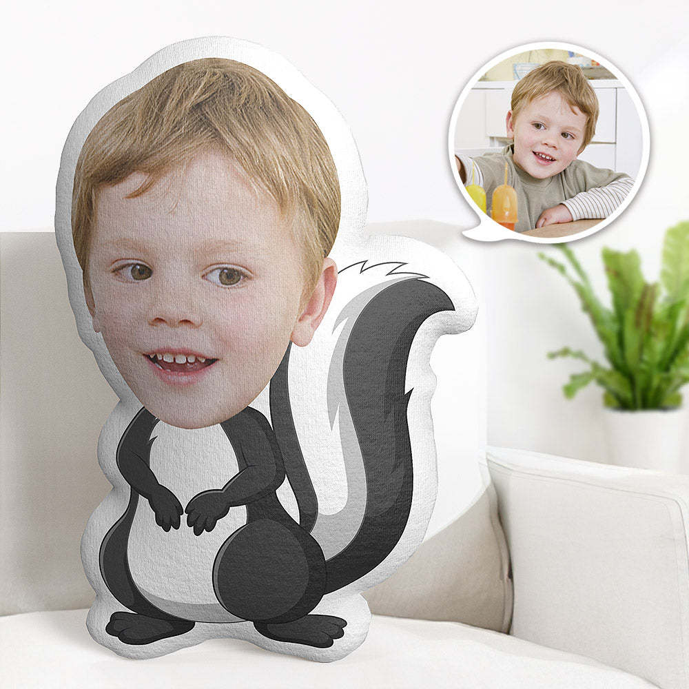 Custom Face Pillow Personalized Photo Pillow Black Squirrel MiniMe Pillow Gifts for Kids - Yourphotoblanket