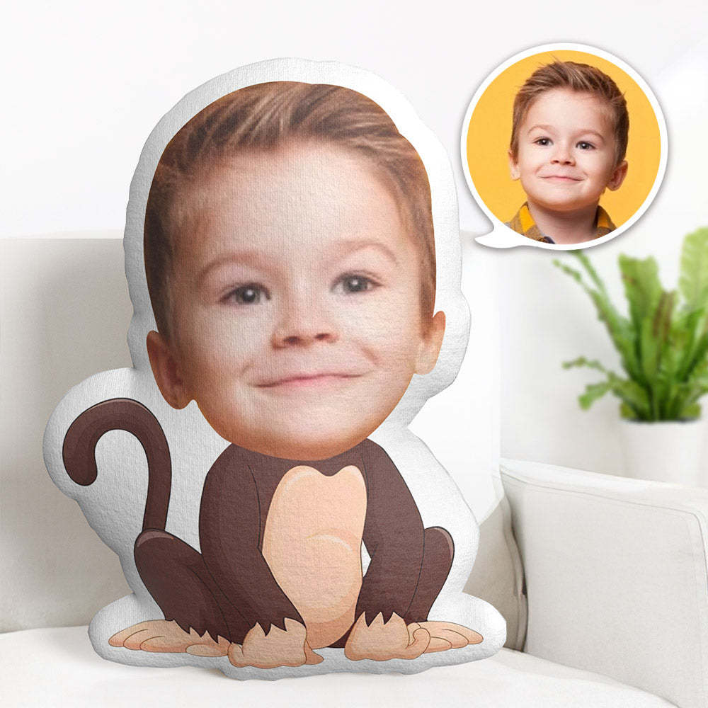 Custom Face Pillow Personalized Photo Pillow Crouching Ape MiniMe Pillow Gifts for Kids - Yourphotoblanket