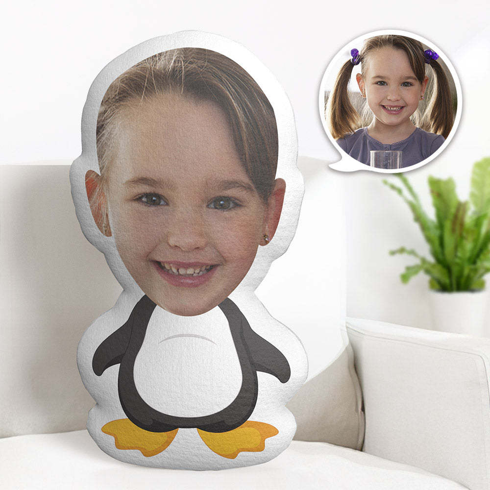 Custom Face Pillow Personalized Photo Pillow Penguin MiniMe Pillow Gifts for Kids - Yourphotoblanket