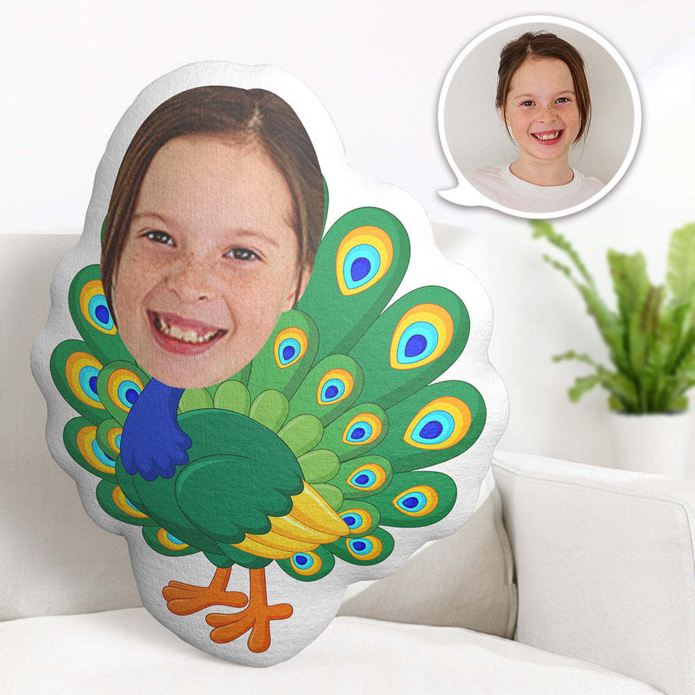 Custom Face Pillow Personalized Photo Pillow Peacock MiniMe Pillow Gifts for Kids - Yourphotoblanket