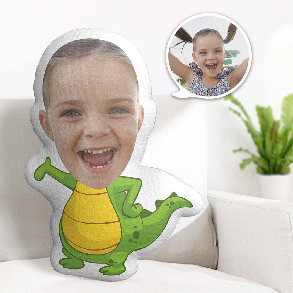 Custom Face Pillow Personalized Photo Pillow Yellow Bellied Dinosaur MiniMe Pillow Gifts for Kids - Yourphotoblanket
