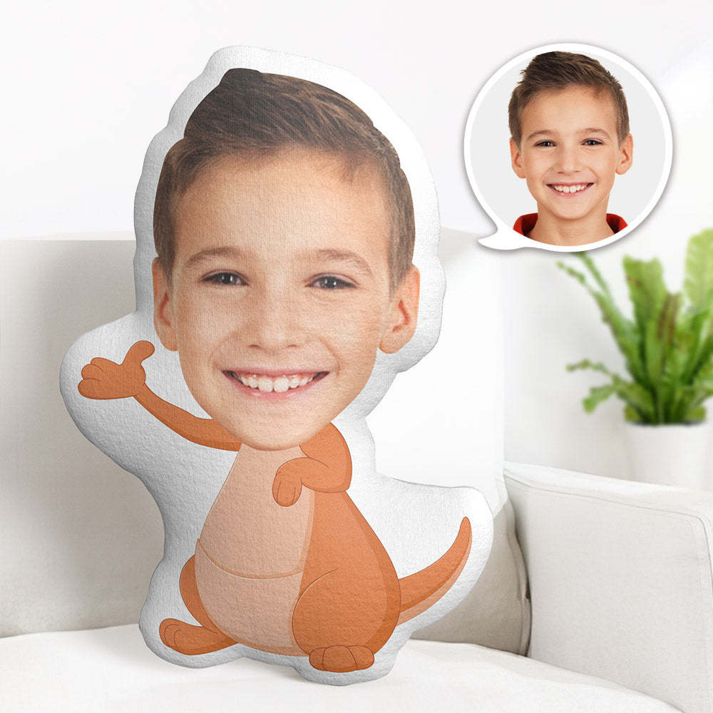 Custom Face Pillow Personalized Photo Pillow Hello Orange Dinosaur MiniMe Pillow Gifts for Kids - Yourphotoblanket