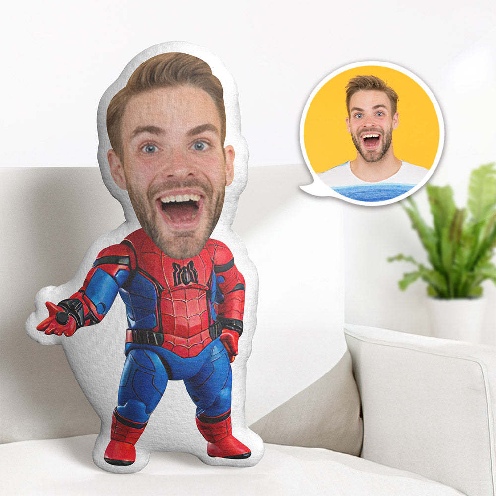 Custom Face Pillow Personalized Photo Pillow Reach Out Spider-Man MiniMe Pillow Gifts for Him - Yourphotoblanket