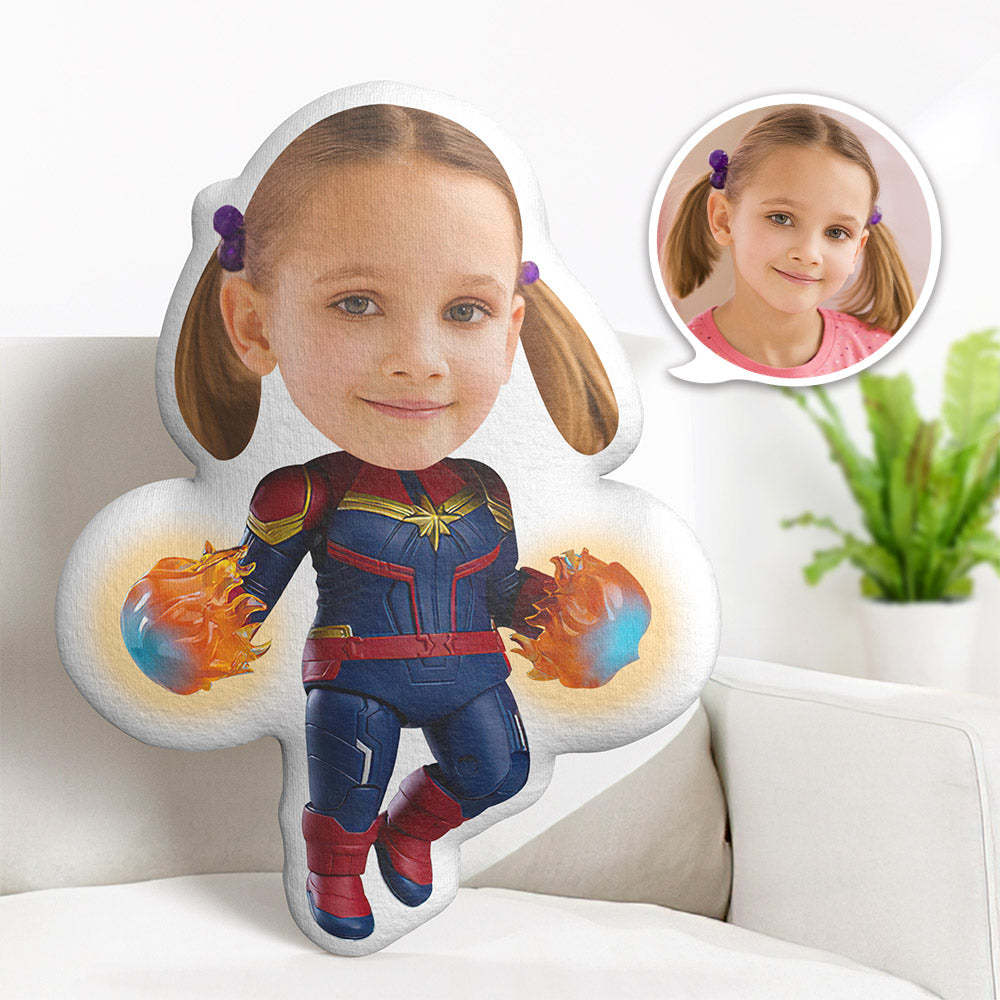 Custom Face Pillow Personalized Photo Pillow Fire Wonder Woman MiniMe Pillow Gifts for Kids - Yourphotoblanket