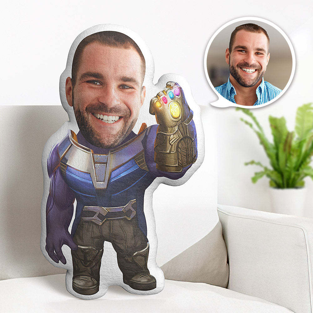 Custom Face Pillow Personalized Photo Pillow Thanos Wear Gloves MiniMe Pillow Gifts for Him - Yourphotoblanket