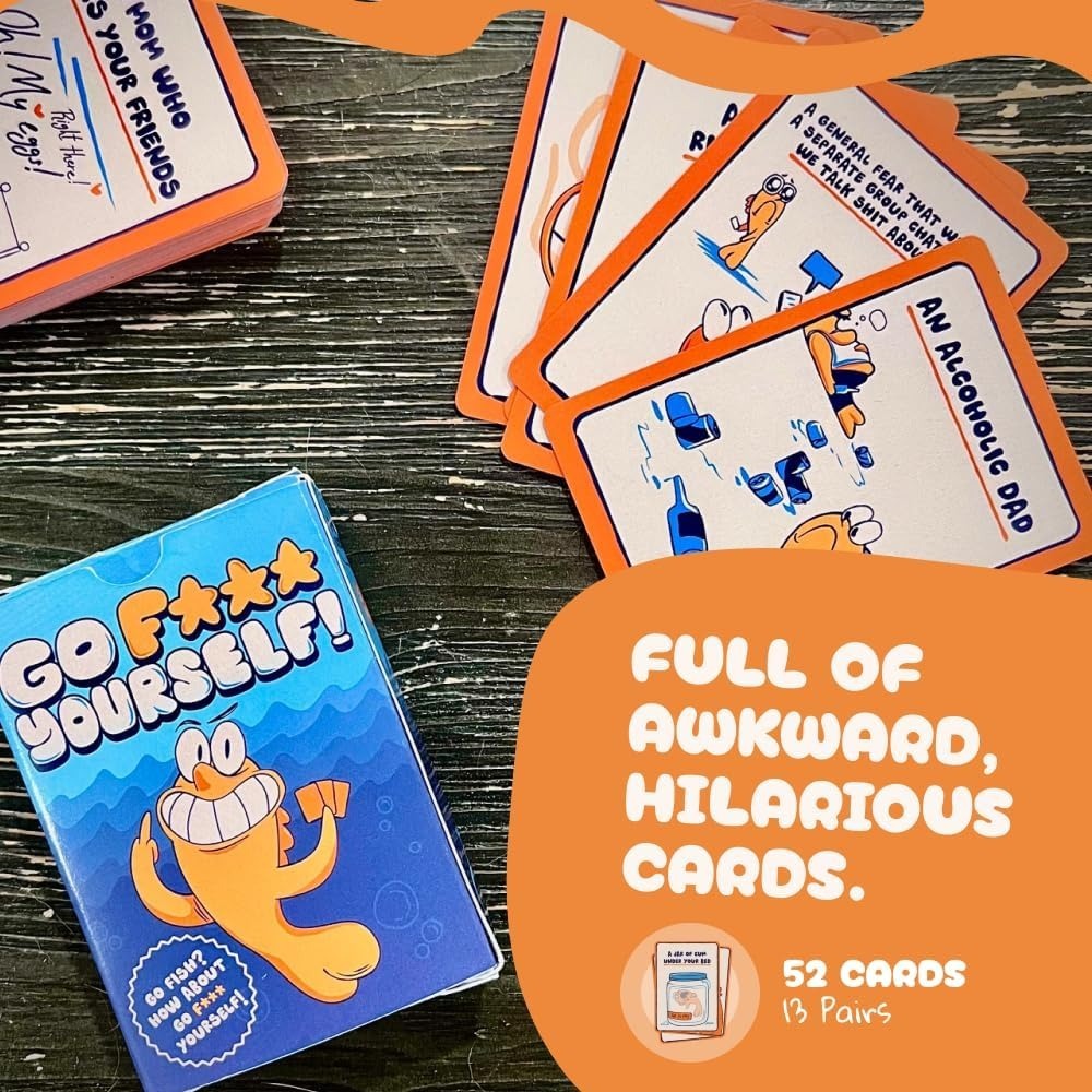 Go F Yourself! – The Grown Up Go Fish Card Game You've Always Wanted | Hilarious Party Game for Grown Ups, 2+ Players | 52 Cards, 13 Unique Pairs