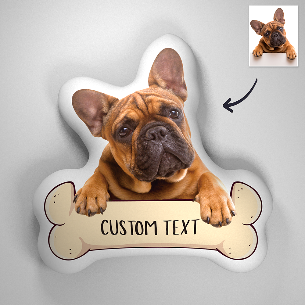 Puppy Loves Bones Custom Photo 3D Portrait Pillow