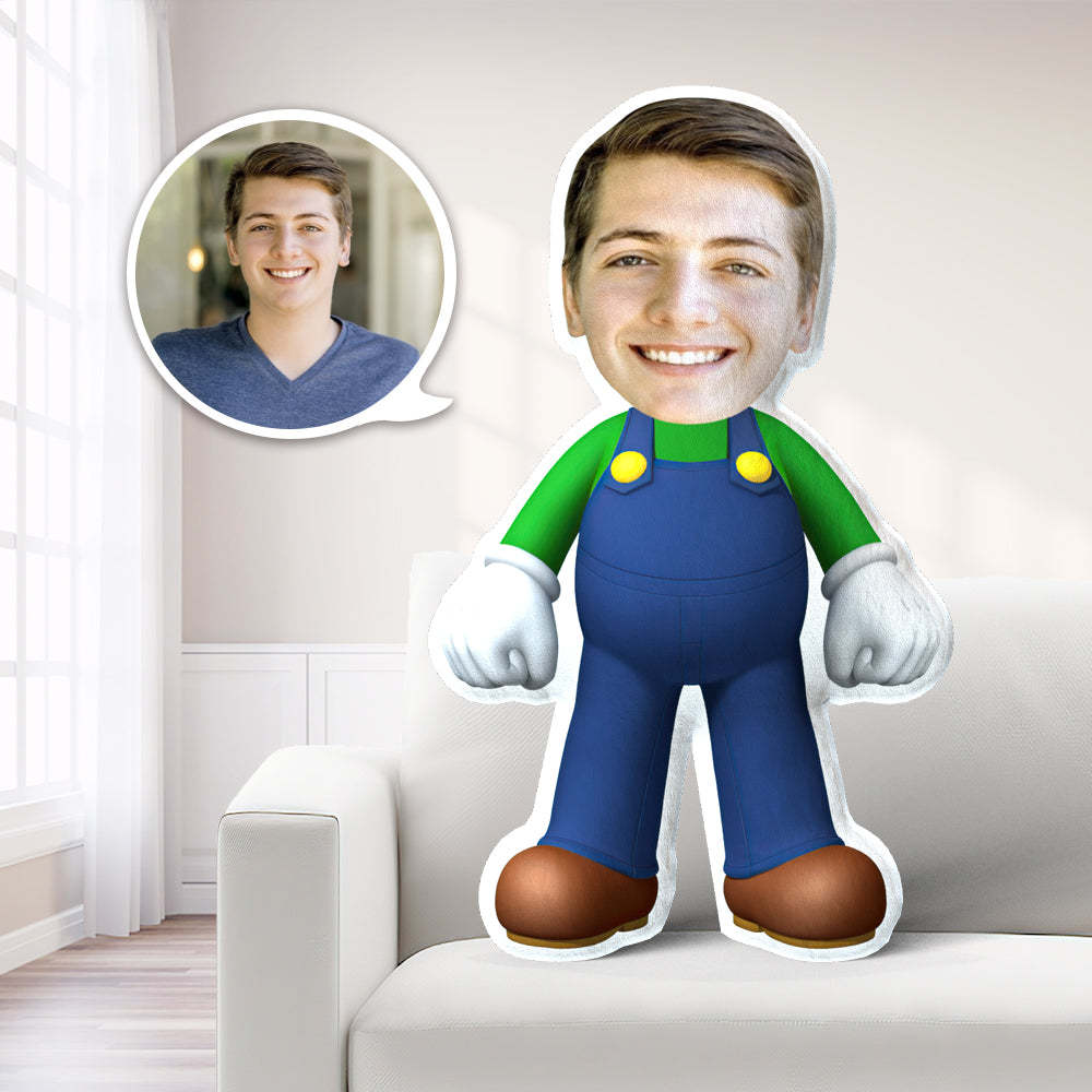 Personalized Photo My Face Pillow Custom Face Pillow Luigi Pillow Unique Gift