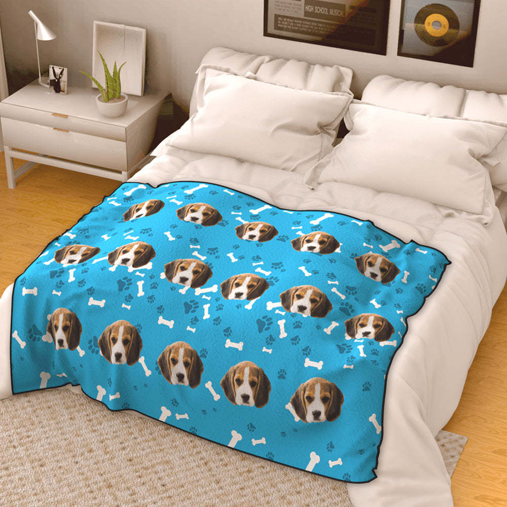 Dog Face Custom Fleece Photo Blanket