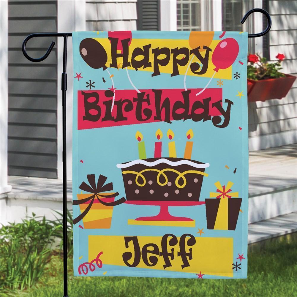 Custom Happy Birthday Garden Flag Outdoor Decor Seasonal Yard Flags