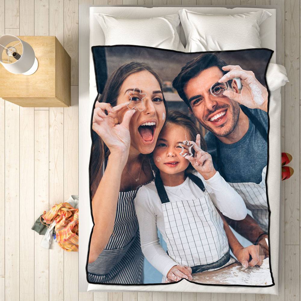 Christmas Gifts Custom Photo Blankets Personalized Fleece Blanket With Photo Of Happy Family