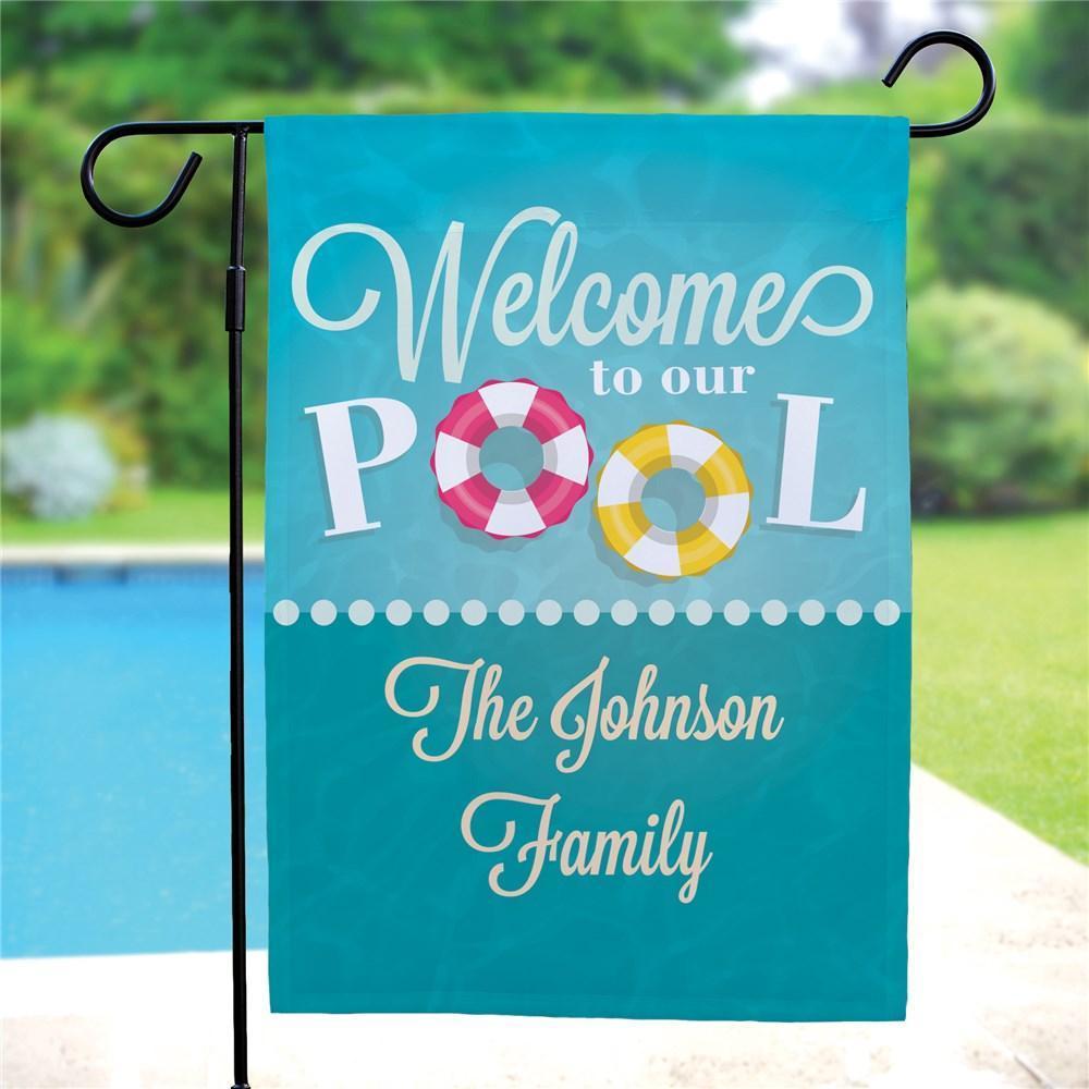 Custom Welcome To Our Pool Garden Flag Outdoor Decor Seasonal Yard Flags