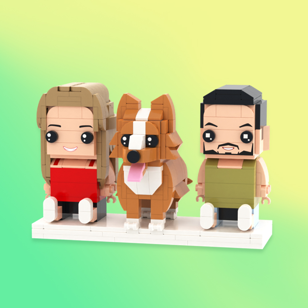 Custom Full Body Brick Figures Personalized Sitting Brick Figures Kids and Cat Universal Interlocking Plastic Toy Christmas Gift - yourphotoblanketuk