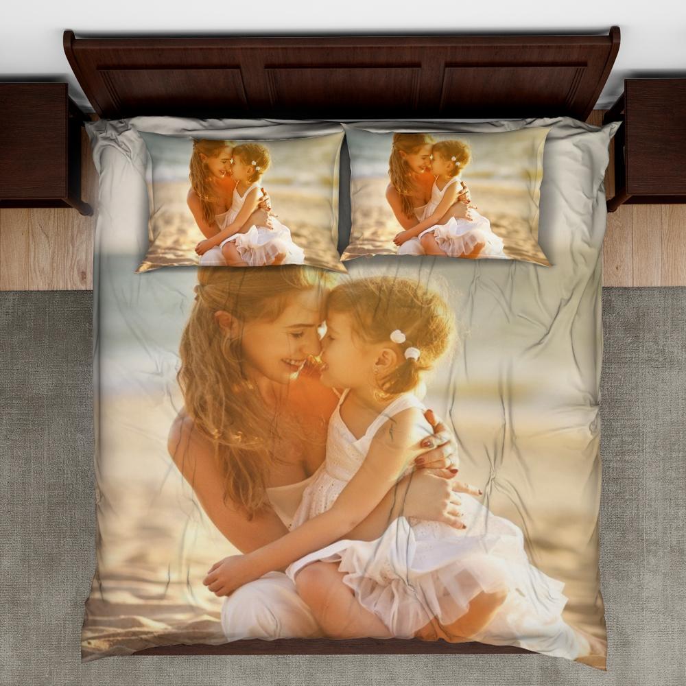 Custom Duvet Cover Bedding Sheets Personalized Photo Polyester Fibre Duvet Cover & Pillow-The Beach Sheets