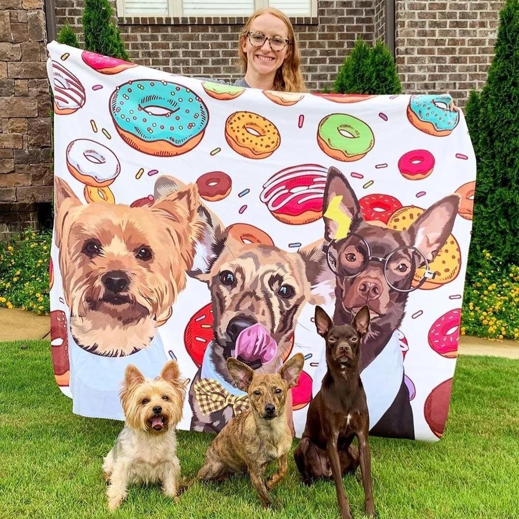 Custom Dog Blankets Personalized Pet Photo Blanket Painted Art Portrait Feelce Blanket