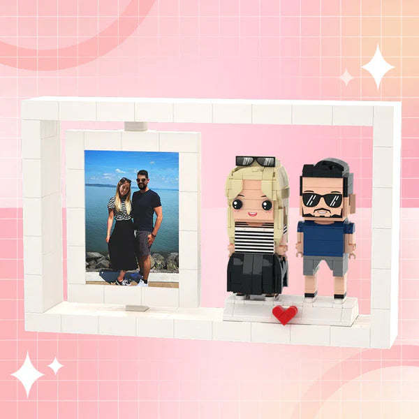 Full Body Customizable 2 People Photo Frame Travel Souvenirs Custom Brick Figures Small Particle Block Brick Me Figures - yourphotoblanketuk