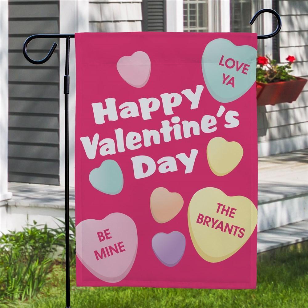 Custom Candy Hearts Valentine's Day Garden Flag Outdoor Decor Seasonal Yard Flags