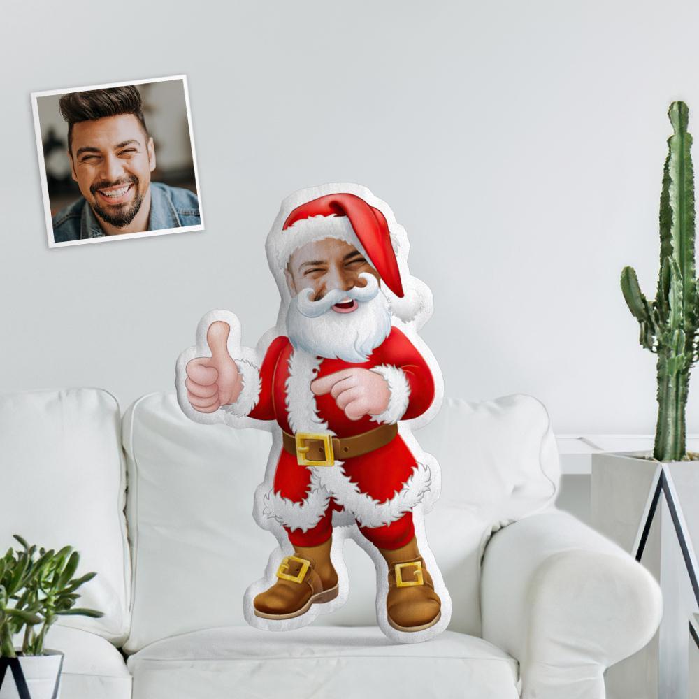 Face Pillow Santa Custom Minime Throw Pillow Christmas Gift Personalized Face Photo Doll Santa Minime Throw Pillow