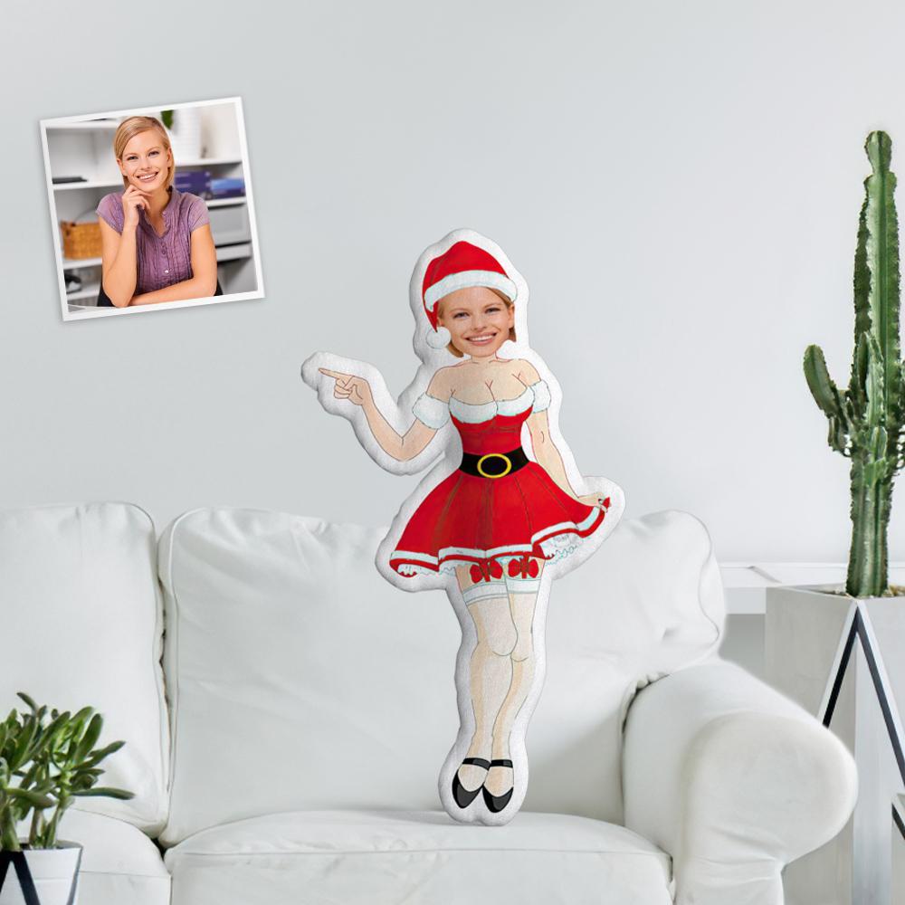 Unique Personalized Cool Beautiful Santa Throw Pillow Custom Face Photo Portrait Santa In Stockings Minime Throw Pillow  A Truly Sexy Christmas Gift
