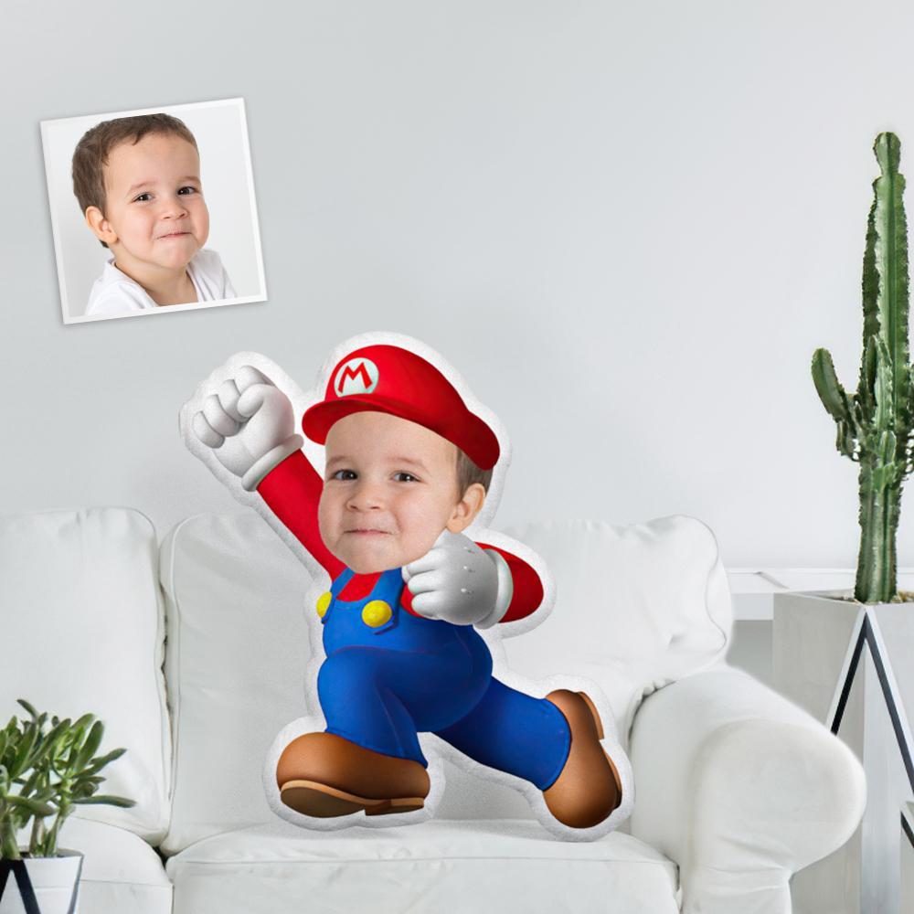 Custom Face Photo Minime Dolls Unique Personalized Confident Mario Throw Pillow Can The Most Funny Gift