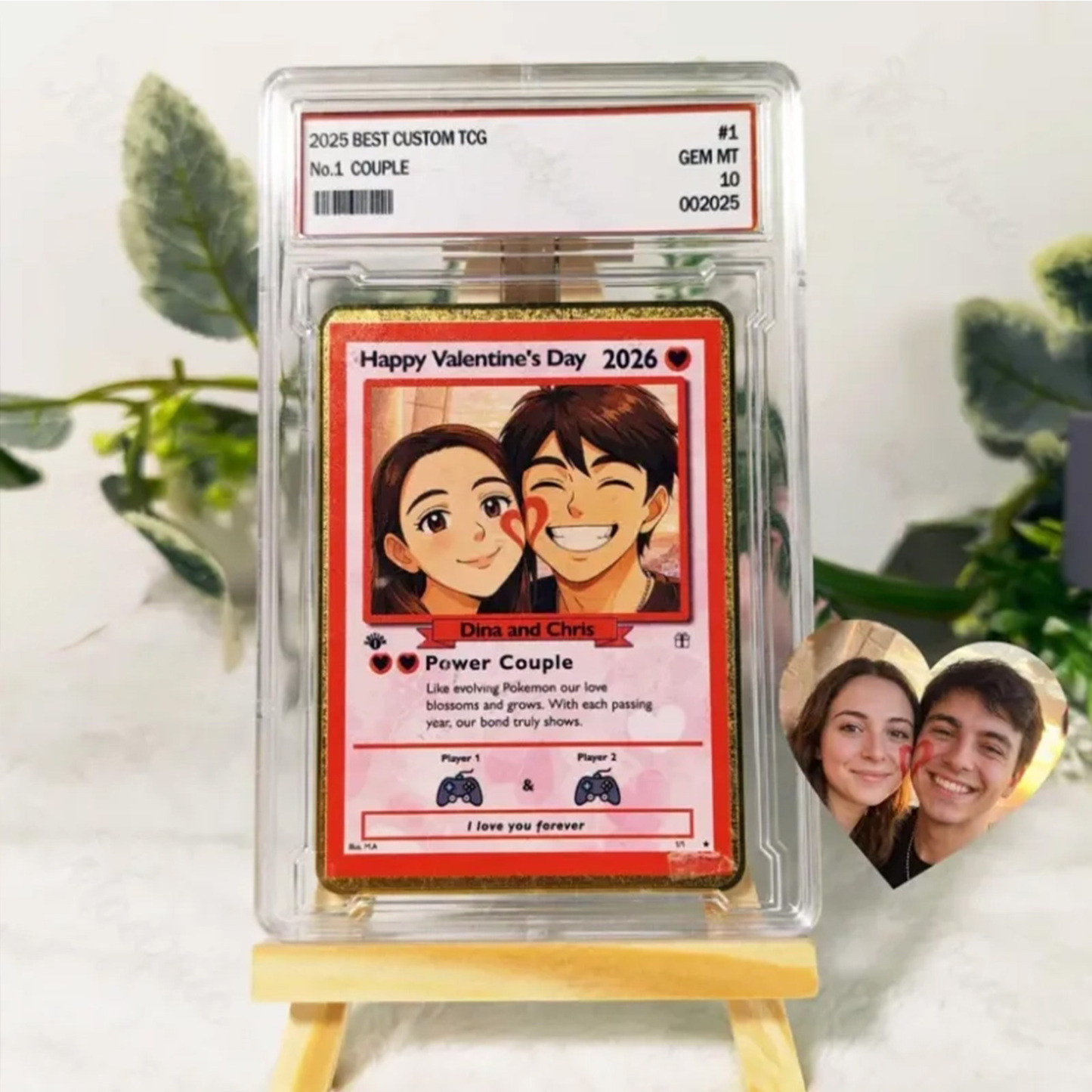 Personalized Valentine’s Day Power Couple Card, Custom Anniversary Card Couple Photo Anime Style, Best Valentine's Day Gift for Lover - yourphotoblanketuk