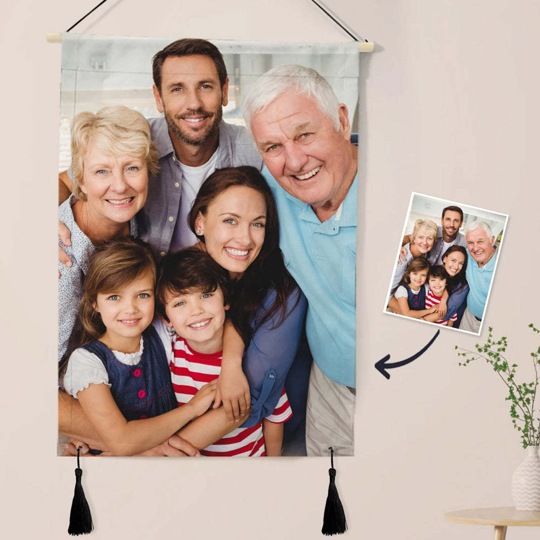 Custom Photo Tapestry - Family Wall Decor Fabric Painting Hanger Frame Poster