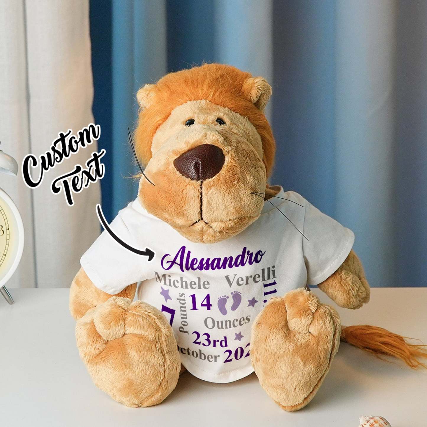 Personalized Animal Plush Stuffed Toy Birth Announcement Gift for Baby Shower - yourphotoblanketuk