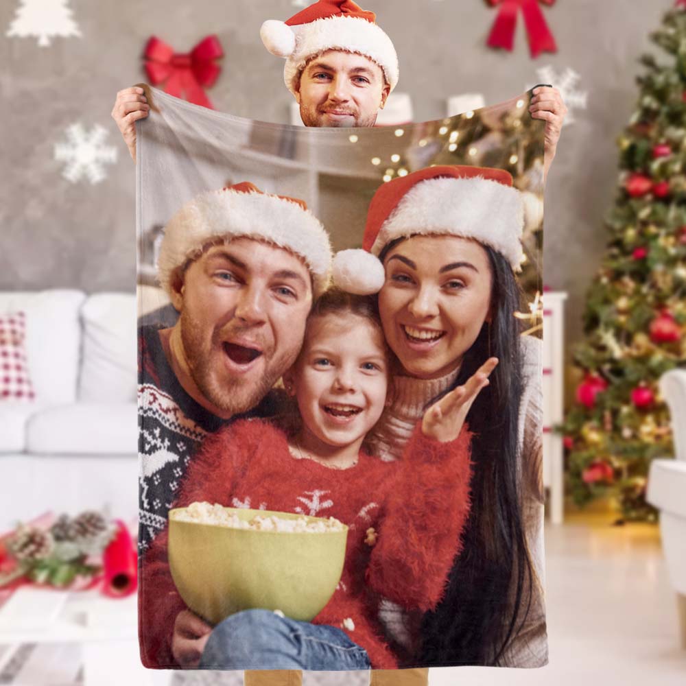Christmas Gifts Custom Blanket Cartoon Character Festival Cartoon Family Portraits Fleece Blanket Festival Gift