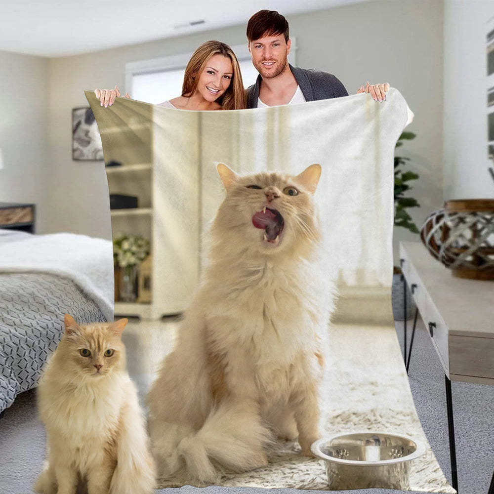 Personalized Cute Pets Cats Photo Fleece Blanket