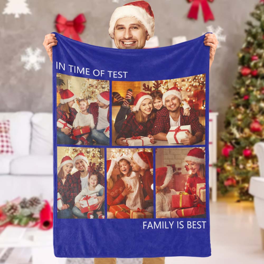 Christmas Gifts Custom Photo Blankets Personalized Fleece Blanket With Photo Of Happy Family