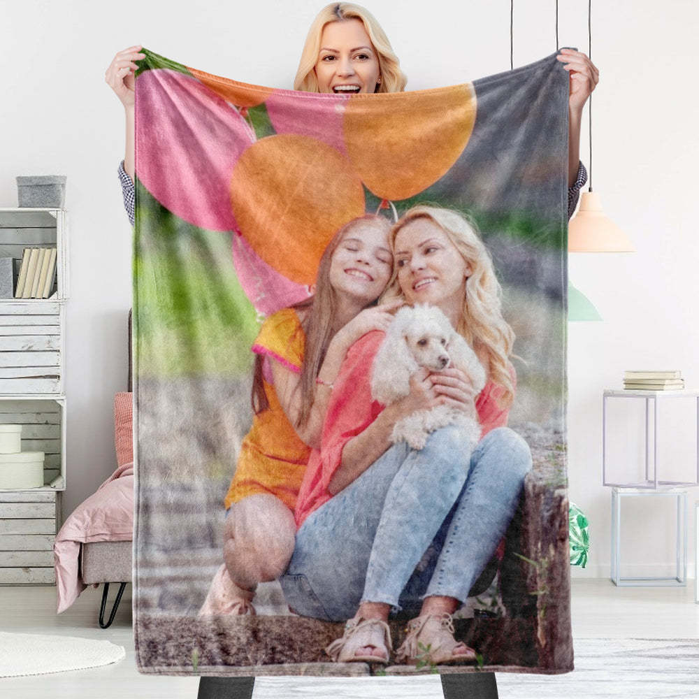 Personalized Fleece Blanket with Custom Photo Mother's day Gift