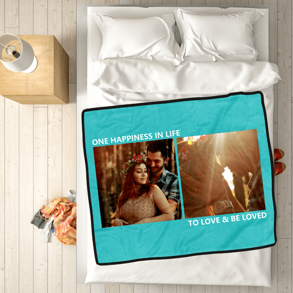 Personalized Love Fleece Photo Blanket with 2 Photos