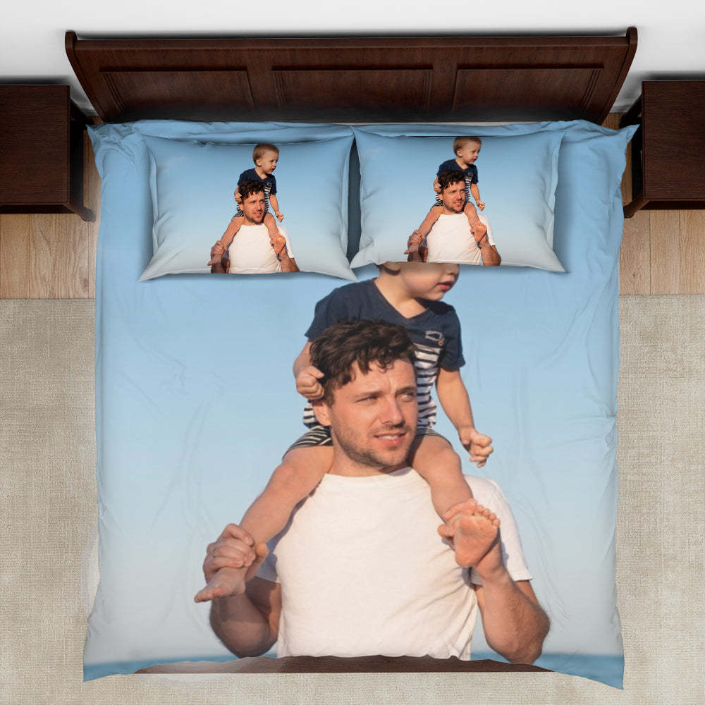 Gift for Dad Custom Duvet Cover Bedding Sheets Personalized Photo Polyester Fibre Duvet Cover & Pillow-The Beach Sheets