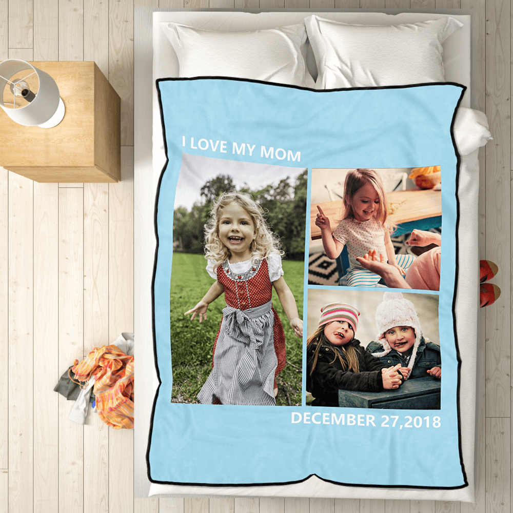 Personalized Kids 40x50 Fleece Photo Blanket with 3 Photos