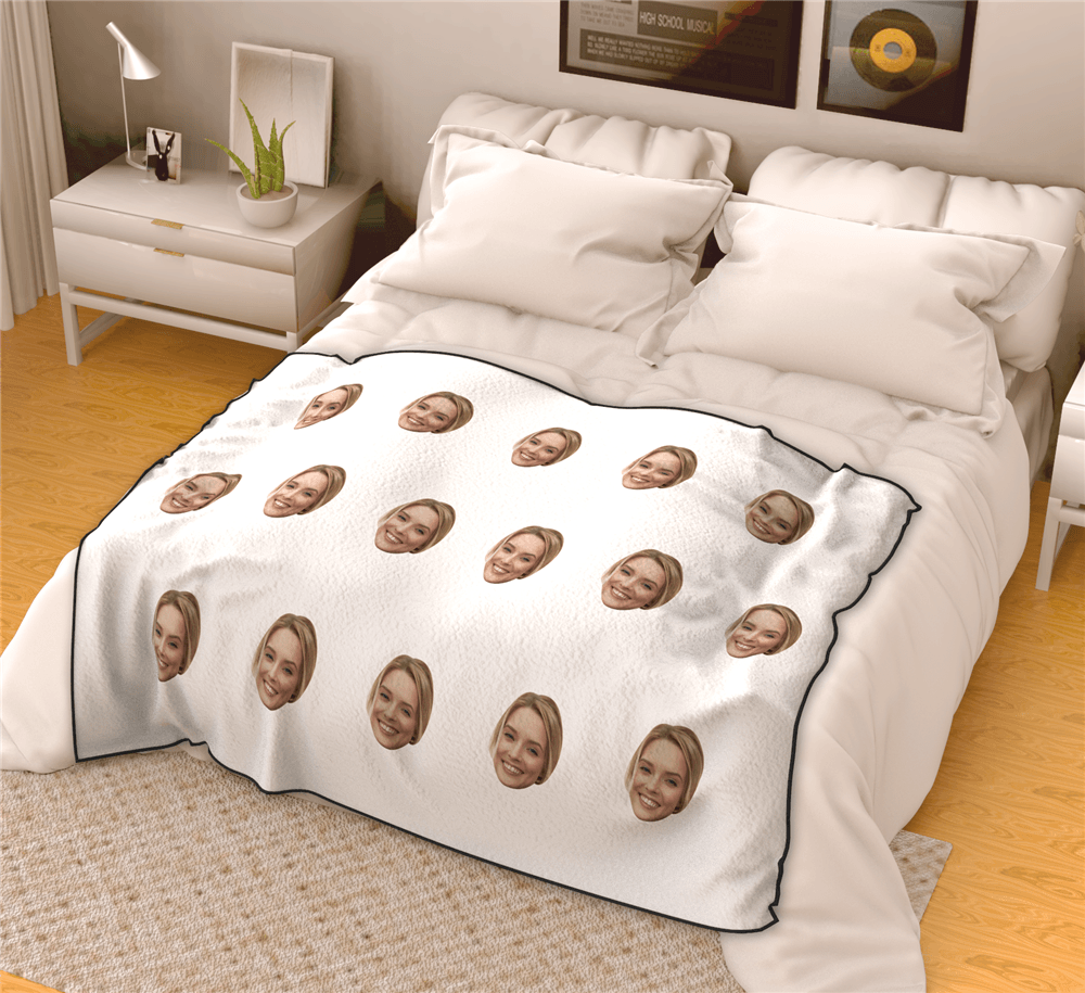 Face Colorful Personalized Fleece Photo Blanket