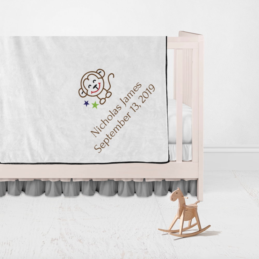 Children Name and Birth Date Personalized Blanket-Monkey