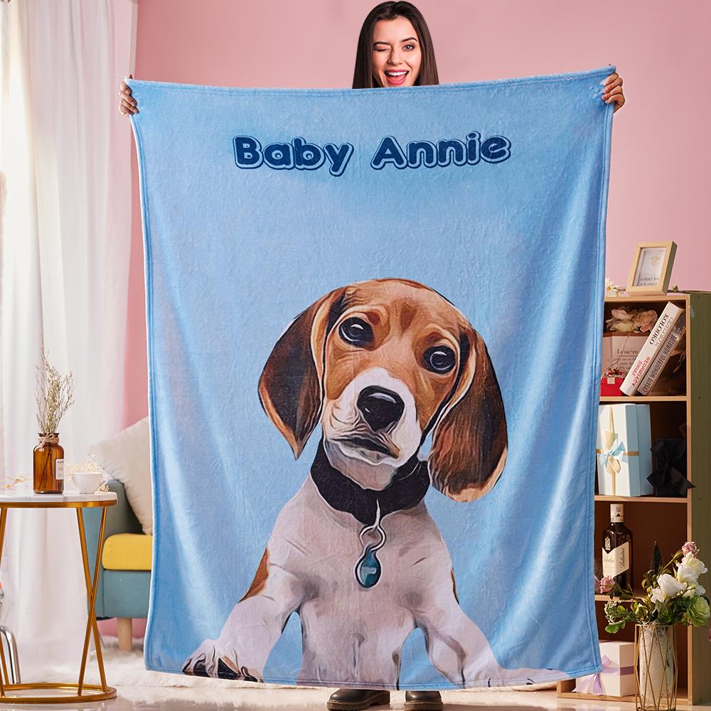Custom Dog Blanket Personalized Blanket with Dog Customized Pet Portrait Blanket