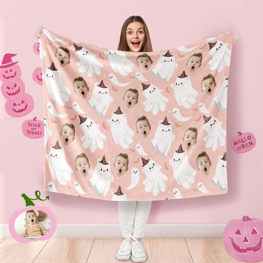 Custom Photo Blanket Halloween Decorative Hat Ghost Blanket For Kids - Yourphotoblanket