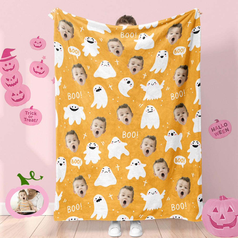 Custom Photo Blanket Halloween Decorative Expression Ghost Blanket For Kids - Yourphotoblanket