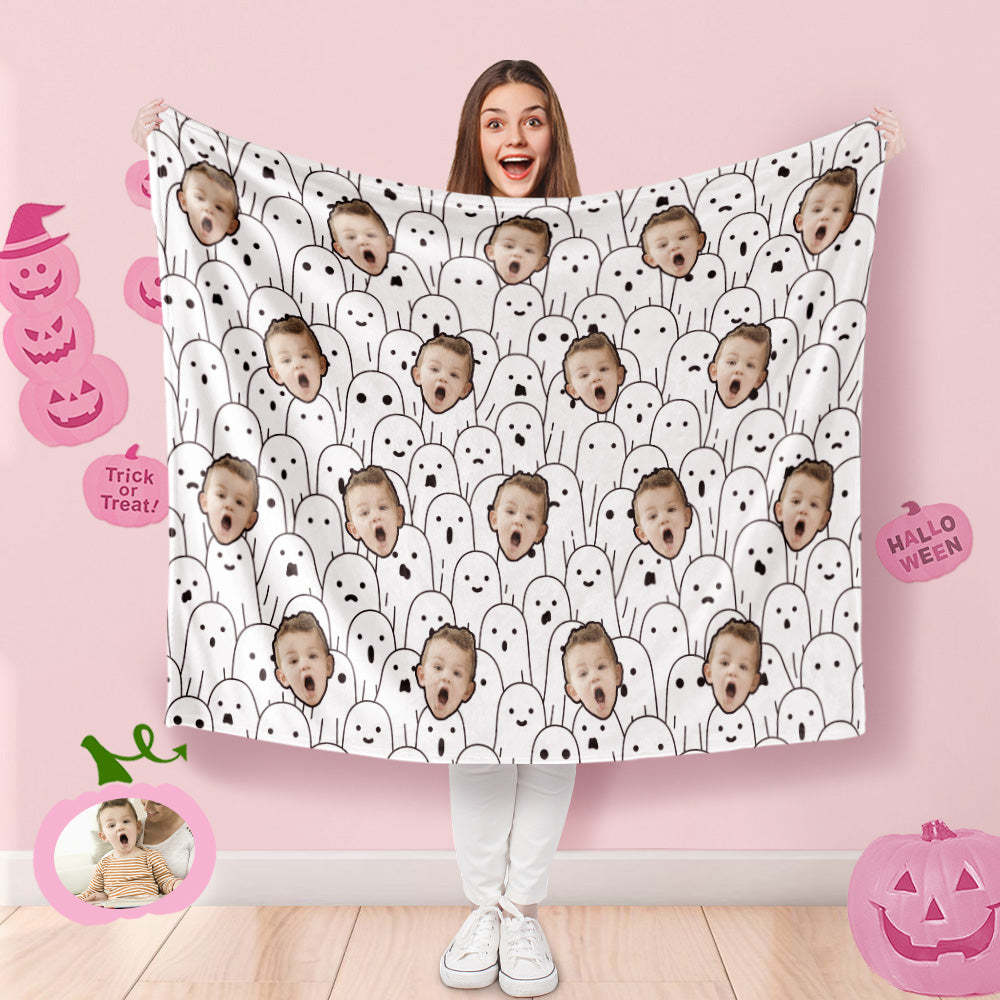 Custom Photo Blanket Halloween Decorative Numerous Ghost Blanket For Kids - Yourphotoblanket