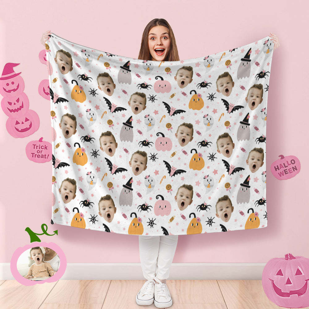 Custom Photo Blanket Halloween Decorative Bat Ghost Blanket For Kids - Yourphotoblanket