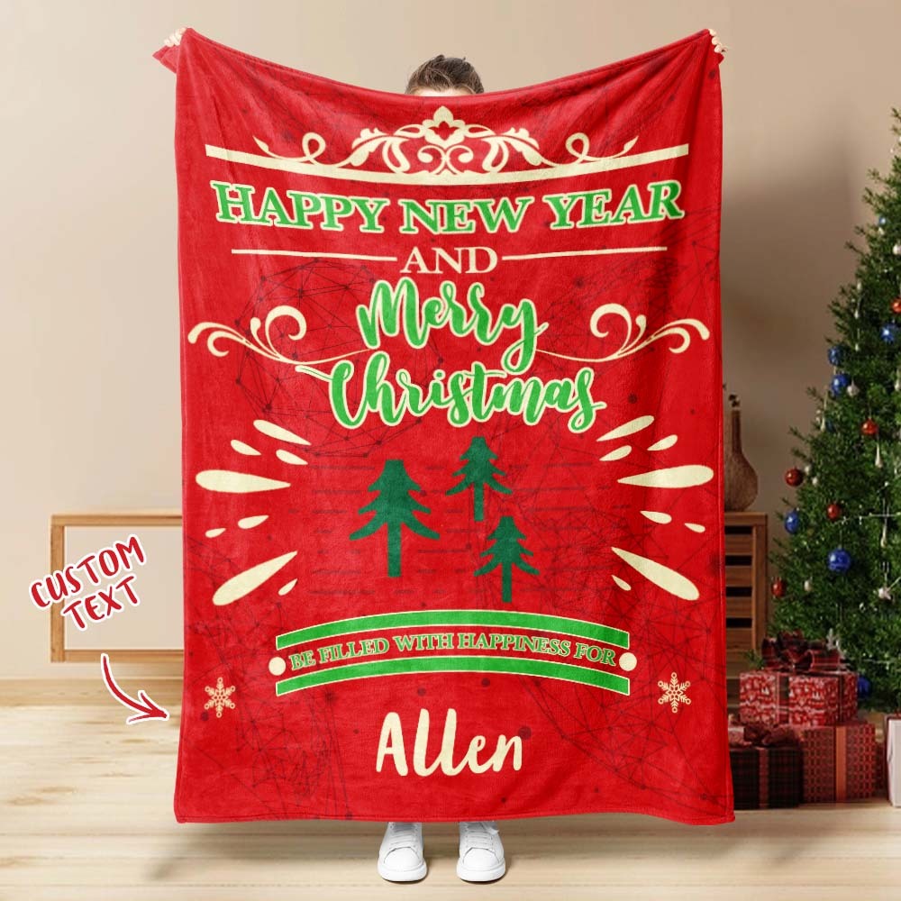 Custom Merry Christmas Text Blanket Unique Gift For Family - Yourphotoblanket