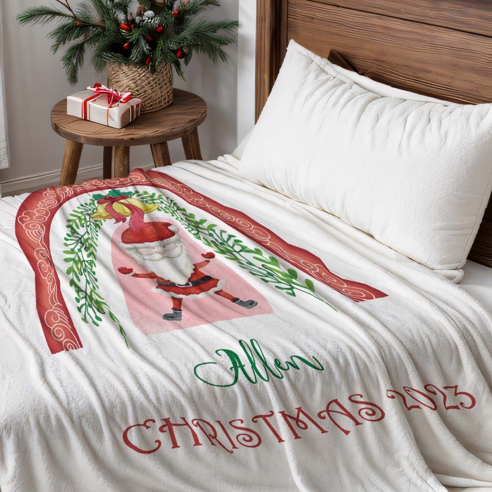 Custom Text Cute Santa Arch Christmas Blanket Unique Gift For Kids - Yourphotoblanket