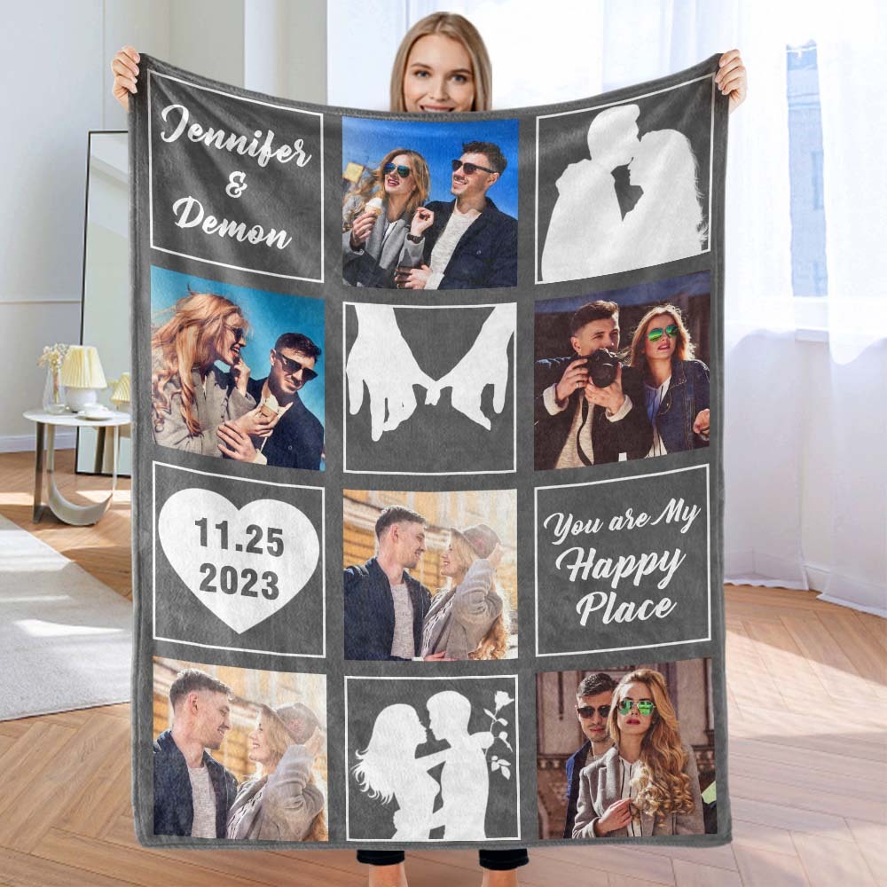 Custom Photo Blanket Couple Love Blanket Valentine's Day Gift - Yourphotoblanket