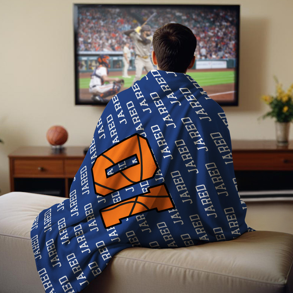 Personalized Basketball Blanket with Name, Sports gift, sports blanket, stadium blanket - yourphotoblanketuk