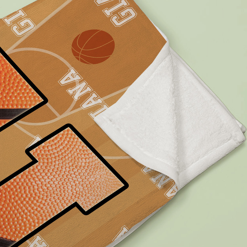 Personalized Basketball Blanket, Basketball Player Blanket, Custom Name & Number Throw, Gift for Son Dad Team, Kids Basketball Blanket - yourphotoblanketuk