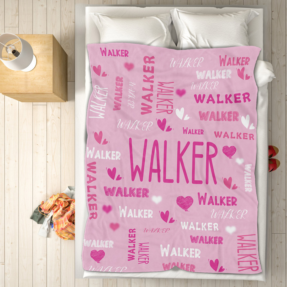 Personalized Custom Name with Heart Blankets Gifts for Lovers - yourphotoblanketuk