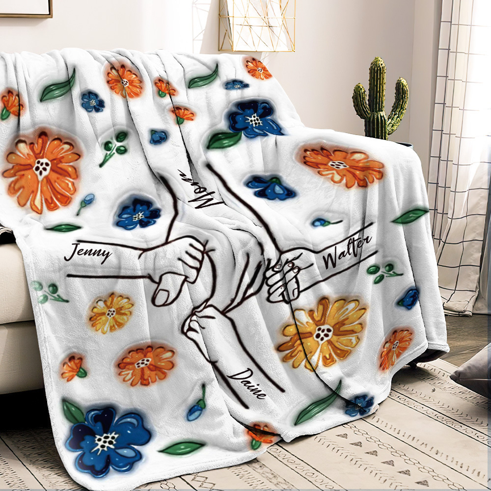 Family Personalized Custom 3D Inflated Effect Printed Blanket - Mother's Day Gift For Mum/Mom, Grandma - yourphotoblanketuk